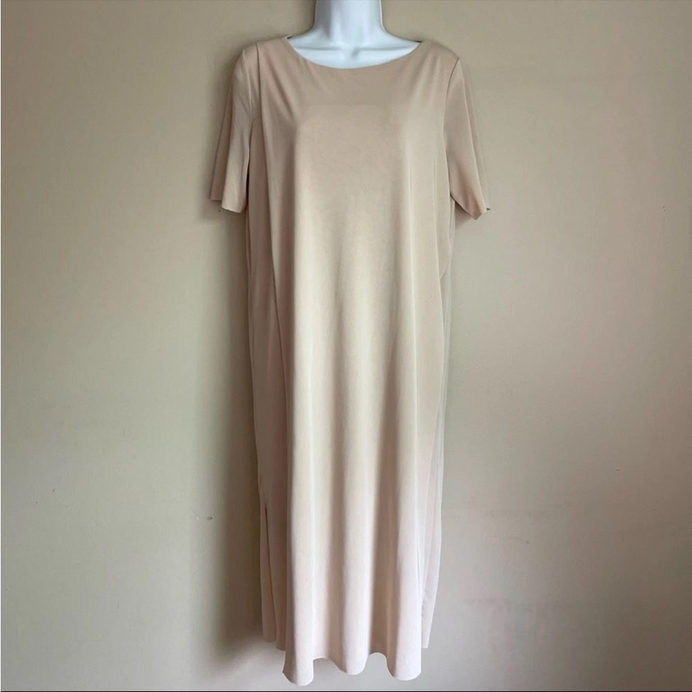 COS Cream Split Front Midi T-Shirt Dress Women's Size S